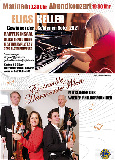 Plakat von Ursula Haas für Elias Keller und Wr. Philharmoniker